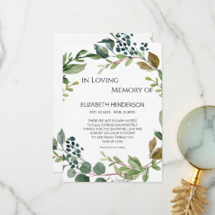 Carte de remerciements en mémoire de sympathie.