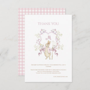 Carte De Remerciements En vichy rose Pierre le Baby shower de monographie