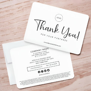 Carte De Remerciements Encart de conditionnement personnalisé minimaliste