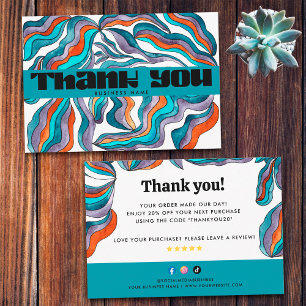 Carte De Remerciements Encart rétro pour entreprise funky des années 70