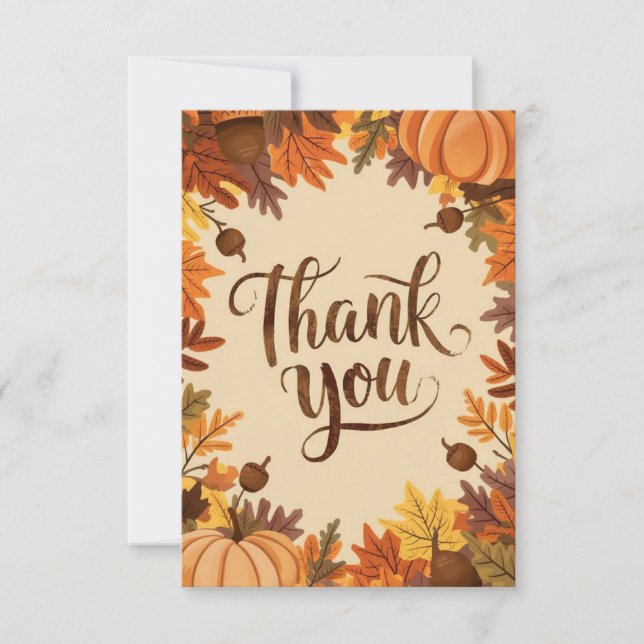Carte De Remerciements Enchantée Mignonne automne (Devant)