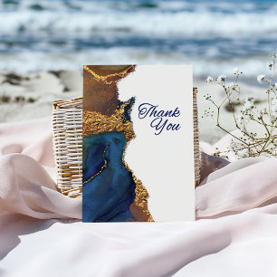 Carte De Remerciements Enchanting Abstract Blue Gold Thank You