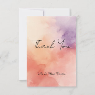 Carte De Remerciements Encre Colorée Aquarelle Éclaboussure Bohème Mariag
