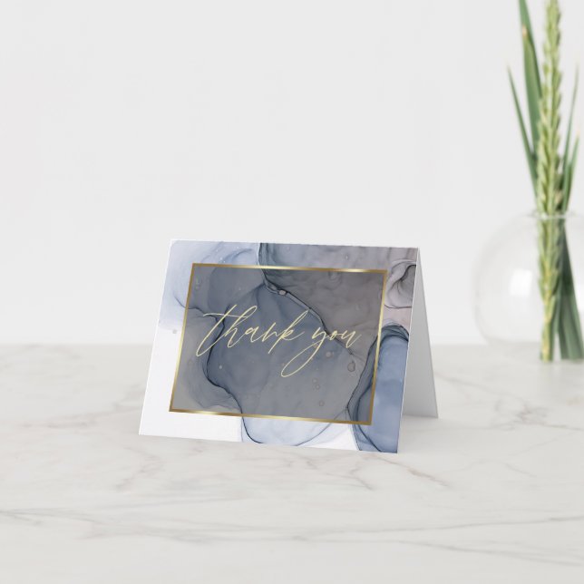 Carte De Remerciements Encre d'alcool Abstraite Mauve Dusty Plum BLK (Devant)