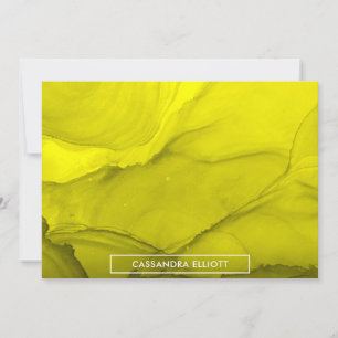 Carte De Remerciements Encre d'alcool jaune gras Liquide Abstrait