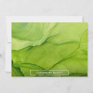 Carte De Remerciements Encre d'alcool vert brillant Liquide Abstrait