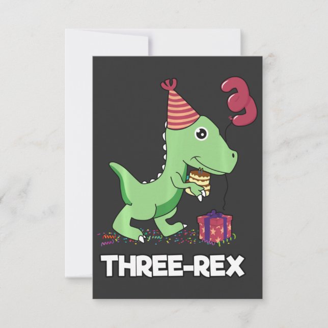 Carte De Remerciements Enfant de 3 ans Anniversaire Dinosaur Enfants de 3 (Devant)