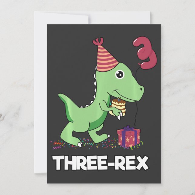 Carte De Remerciements Enfant de 3 ans Anniversaire Dinosaur Enfants de 3 (Devant)