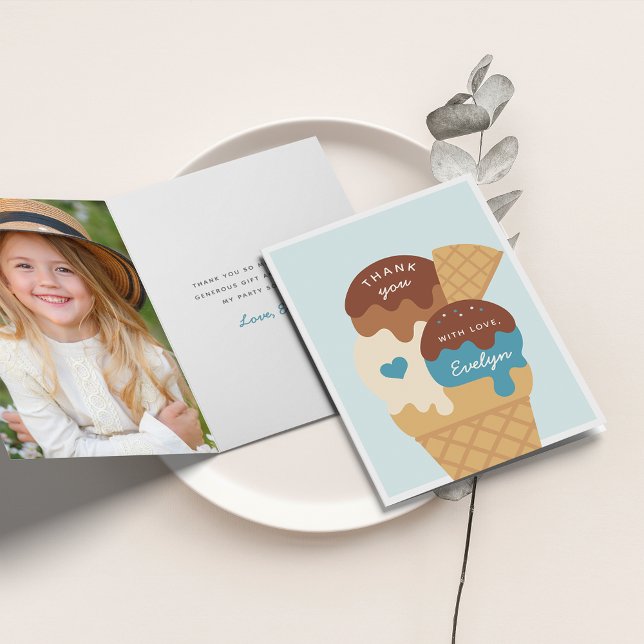 Carte De Remerciements Enfants Anniversaire Sundae Glace (Créateur téléchargé)