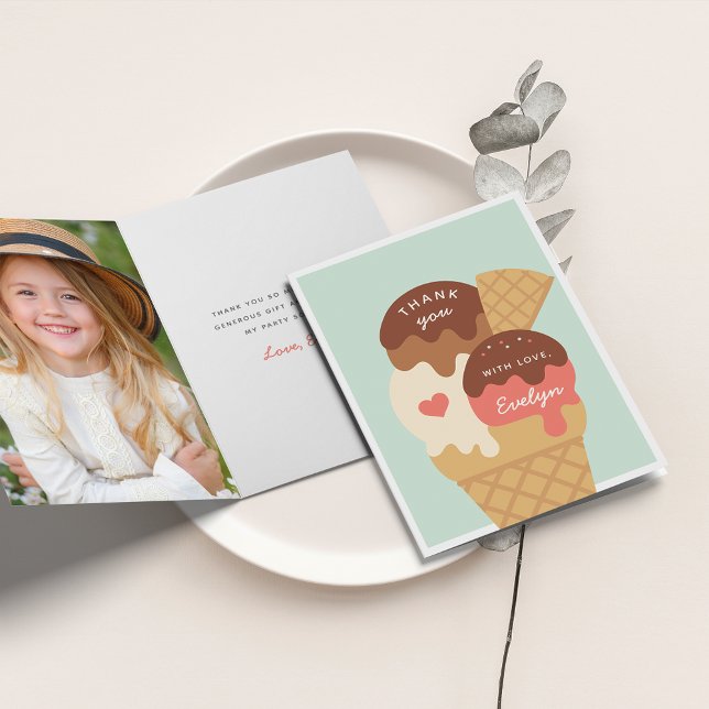 Carte De Remerciements Enfants Anniversaire Sundae Glace (Créateur téléchargé)