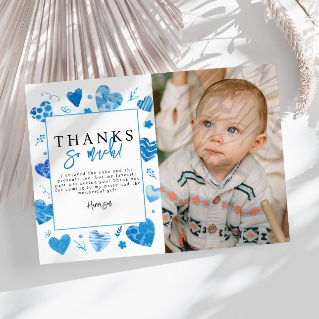 Carte De Remerciements Enfants Casse-Cœurs Photo Anniversaire Remerciemen (Créateur téléchargé)