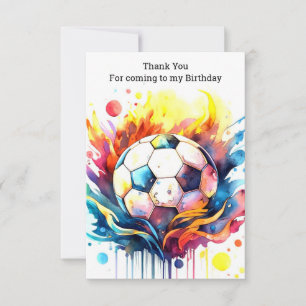 Carte De Remerciements Enfants de football colorés Anniversaire aquarelle