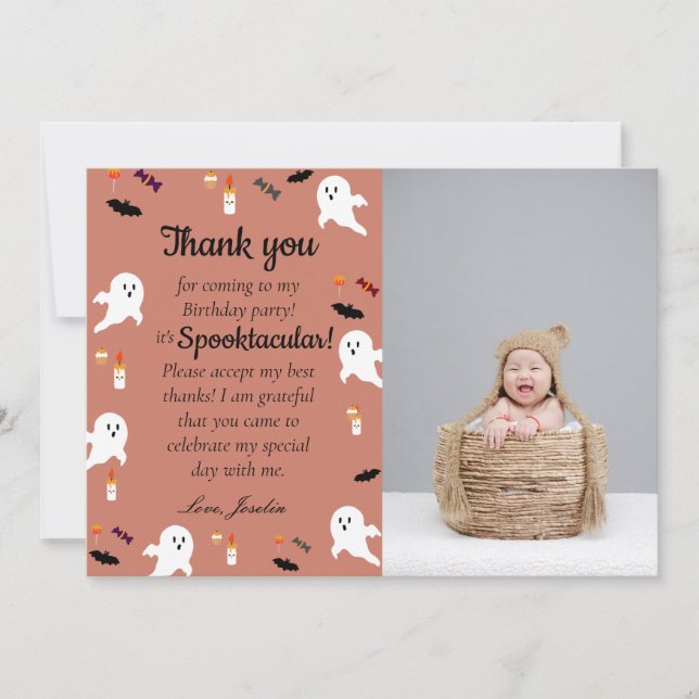 Carte De Remerciements Enfants éffrayants halloween 1er anniversaire (Devant)