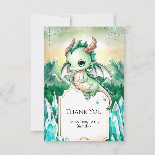 Carte De Remerciements Enfants mythiques Anniversaire du dragon (Devant)