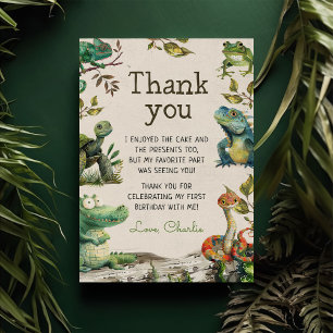 Carte De Remerciements Enfants Reptiles 1er Anniversaire
