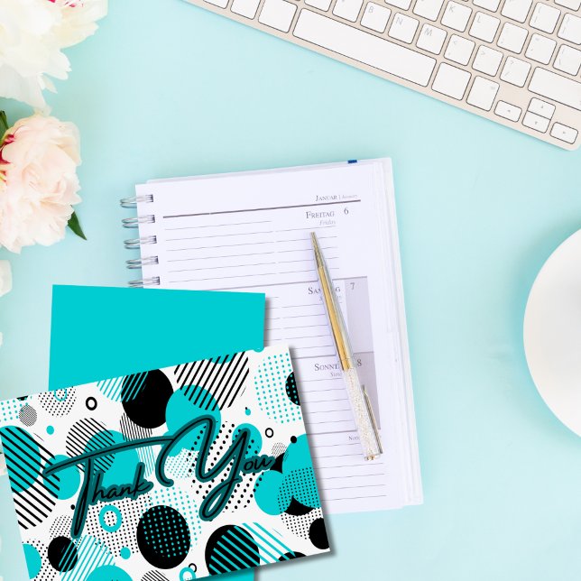 Carte De Remerciements Enigme géométrique moderne rétro 80s 90s (Créateur téléchargé)