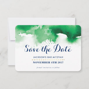 Carte De Remerciements ENREGISTRER LA DATE MITZVAH moderne étoile couleur