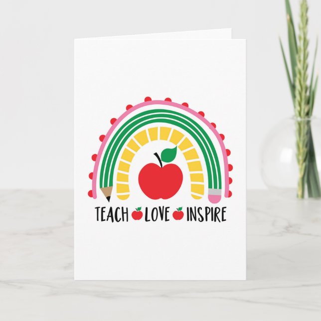 Carte De Remerciements Enseignant Apprendre Amour Inspirer (Devant)