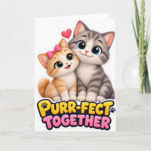 Carte De Remerciements Ensemble Parfait Couple de Chats Mignons Amour Drô