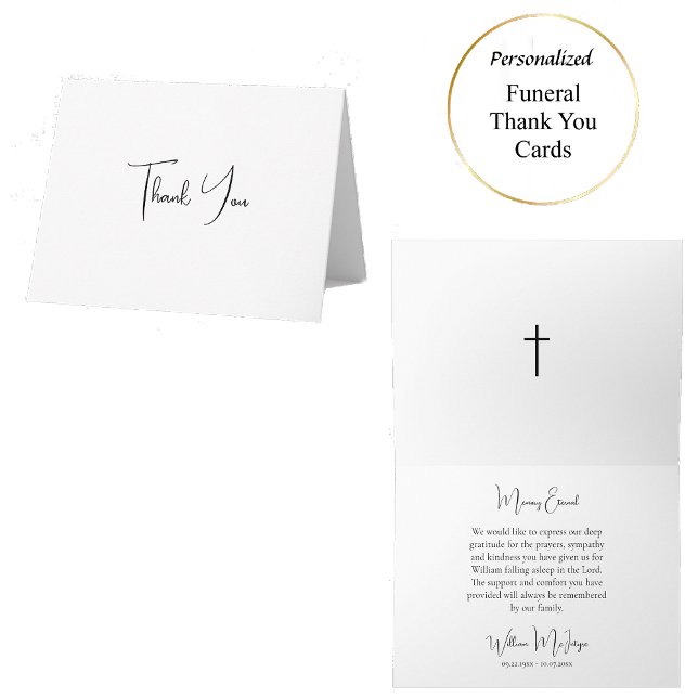 Carte De Remerciements Enterrement chrétien orthodoxe de script minimalis (Créateur téléchargé)