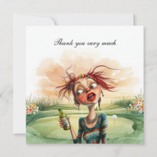 Carte De Remerciements Enterrement de vie de jeune fille golf pour golfeu