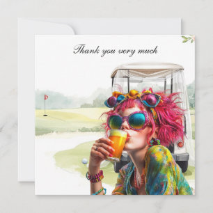 Carte De Remerciements Enterrement de vie de jeune fille Golf pour golfeu