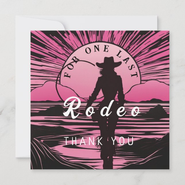 Carte De Remerciements Enterrement de vie de jeune fille One Last Rodeo (Devant)