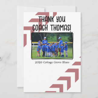 Carte De Remerciements Entraîneur de baseball Photo d'équipe personnalisé