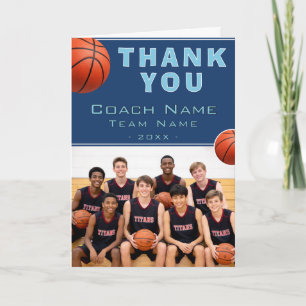 Carte De Remerciements Entraîneur de Basketball Nom de l'équipe Photo