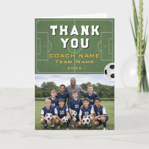 Carte De Remerciements Entraîneur de football de soccer Photo d'équipe