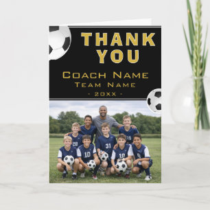 Carte De Remerciements Entraîneur de Football Soccer Photo d'Équipe