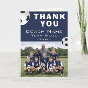 Carte De Remerciements Entraîneur de Football Soccer Photo d'Équipe