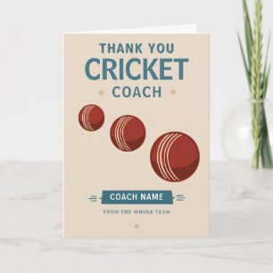 Carte De Remerciements Entraîneur de l'équipe de cricket moderne