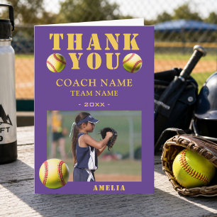 Carte De Remerciements Entraîneur de photo de sport de softball 