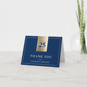 Carte De Remerciements ENTREPRISE ANNIVERSAIRE affaires blanc marine or