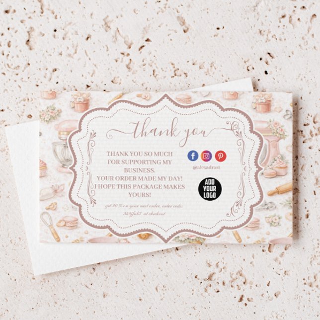 Carte De Remerciements Entreprise de Boulangerie Pâtisserie Rouge Élégant (Créateur téléchargé)