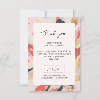 Carte De Remerciements Entreprise de petite entreprise d'art floral Logo 