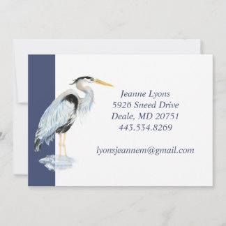 Carte De Remerciements Entreprise personnalisée Grand héron bleu oiseau E
