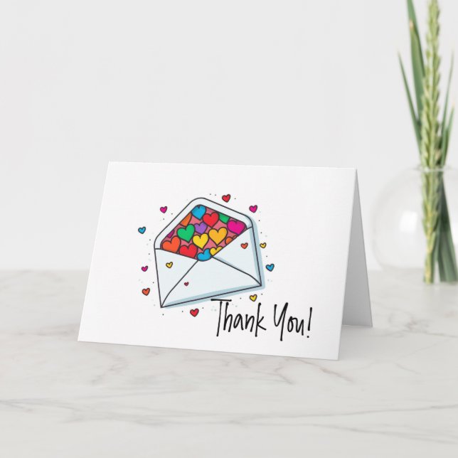 Carte de remerciements Enveloppe Coeurs couleur ar (Devant)