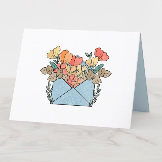 Carte De Remerciements Enveloppe mignonne avec Fleurs orange vierge (Créateur téléchargé)