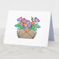Enveloppe mignonne avec Fleurs violettes vierge