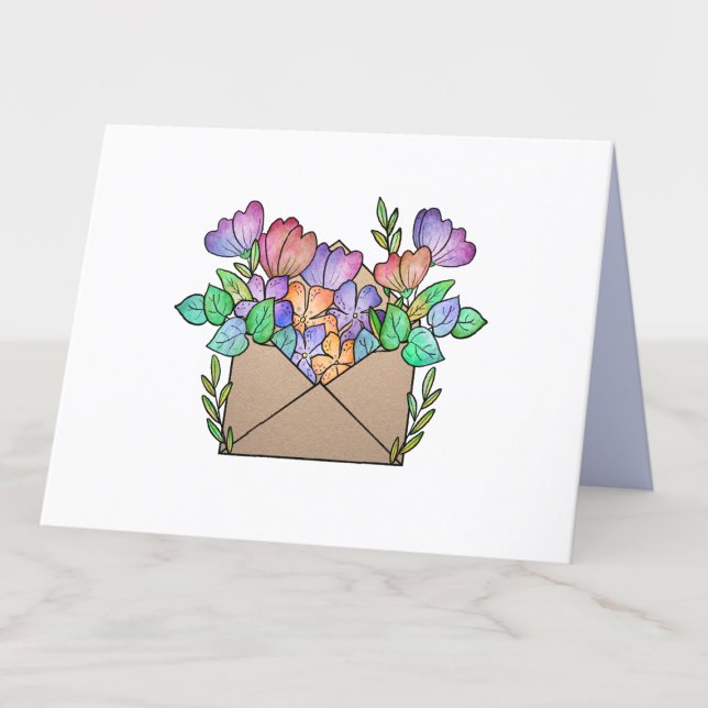 Carte De Remerciements Enveloppe mignonne avec Fleurs violettes vierge (Créateur téléchargé)