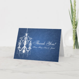 Carte De Remerciements Épouser le bleu de lustre de "Merci"