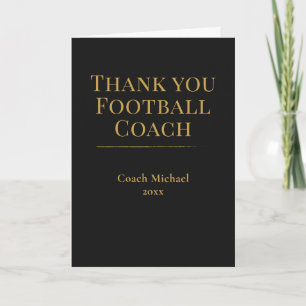Carte De Remerciements Équipe de coach de football élégant noir or