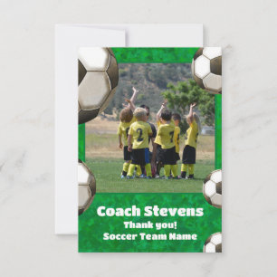 Carte De Remerciements Équipe de football Photo Soccer Balls Soccer Coach