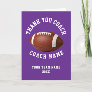 Carte De Remerciements Équipe de football violet remerciement à l'entraîn