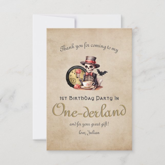 Carte De Remerciements Erreur Grave Squelette Gothique Halloween Fête Béb (Devant)