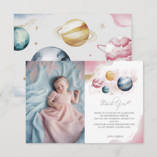 Carte De Remerciements Espace extra-atmosphérique Fille Anniversaire Gala