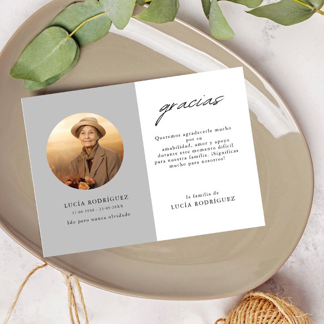 Carte De Remerciements Espagne Funérailles Gracias Oval Photo (Créateur téléchargé)