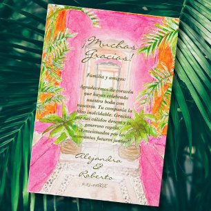 Carte De Remerciements Espagnol, Aquarelle Mariage de Destination Mexicai